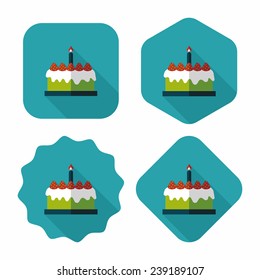 birthday cake flat icon with long shadow, eps10