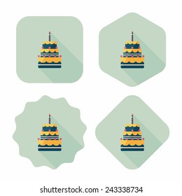 birthday cake flat icon with long shadow,eps10