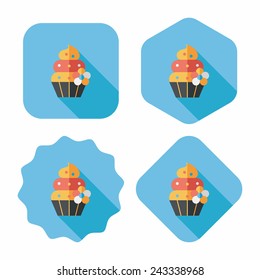 birthday cake flat icon with long shadow,eps10