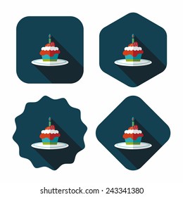 birthday cake flat icon with long shadow,eps10