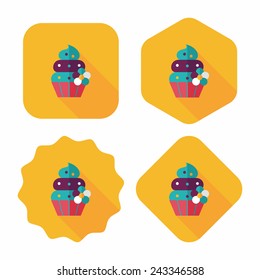 birthday cake flat icon with long shadow,eps10