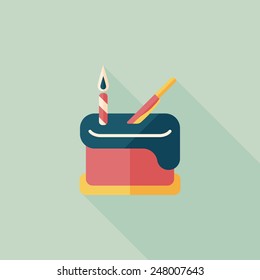 birthday cake flat icon with long shadow,eps10