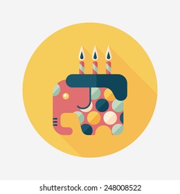 birthday cake flat icon with long shadow,eps10