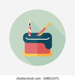 birthday cake flat icon with long shadow,eps10