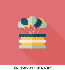 birthday cake flat icon with long shadow,eps10