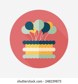 birthday cake flat icon with long shadow,eps10