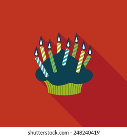 birthday cake flat icon with long shadow,eps10