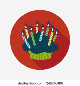 birthday cake flat icon with long shadow,eps10