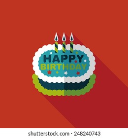 birthday cake flat icon with long shadow,eps10