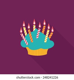 birthday cake flat icon with long shadow,eps10