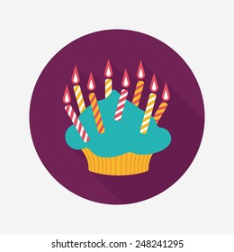 birthday cake flat icon with long shadow,eps10