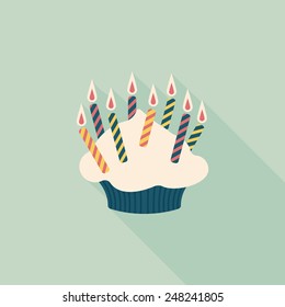 birthday cake flat icon with long shadow,eps10