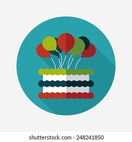 birthday cake flat icon with long shadow,eps10