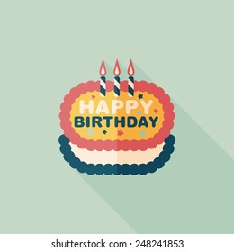 birthday cake flat icon with long shadow,eps10