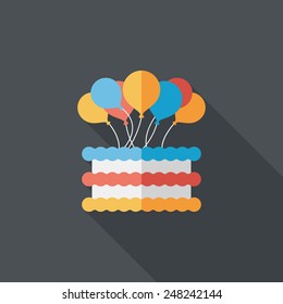 birthday cake flat icon with long shadow,eps10