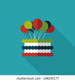 birthday cake flat icon with long shadow,eps10