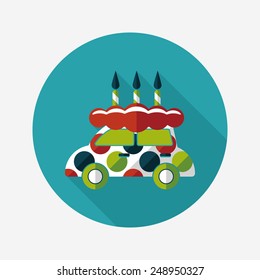birthday cake flat icon with long shadow,eps10