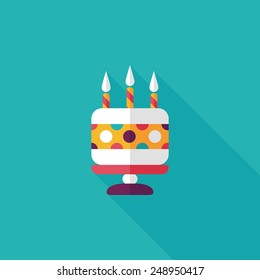 birthday cake flat icon with long shadow,eps10