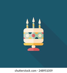 birthday cake flat icon with long shadow,eps10