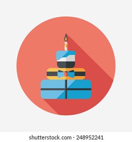 birthday cake flat icon with long shadow,eps10