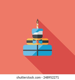 birthday cake flat icon with long shadow,eps10