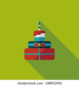 birthday cake flat icon with long shadow,eps10
