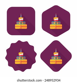 birthday cake flat icon with long shadow,eps10