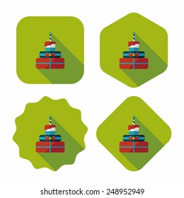 birthday cake flat icon with long shadow,eps10
