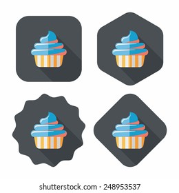 birthday cake flat icon with long shadow,eps10