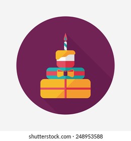 birthday cake flat icon with long shadow,eps10