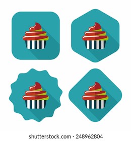 birthday cake flat icon with long shadow,eps10