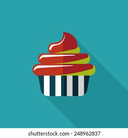 birthday cake flat icon with long shadow,eps10