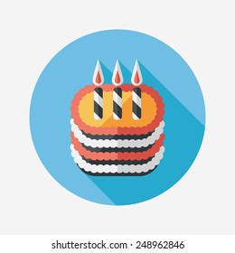 birthday cake flat icon with long shadow,eps10