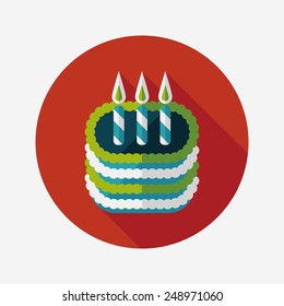 birthday cake flat icon with long shadow,eps10