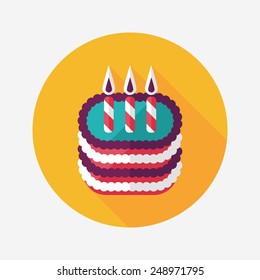 birthday cake flat icon with long shadow,eps10