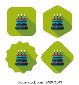 birthday cake flat icon with long shadow,eps10