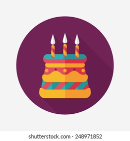 birthday cake flat icon with long shadow,eps10