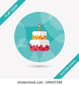 birthday cake flat icon with long shadow,eps10