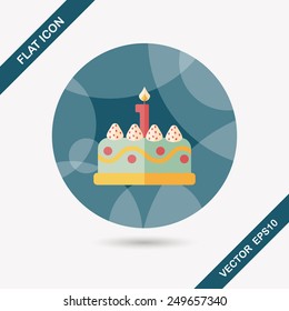 birthday cake flat icon with long shadow,eps10
