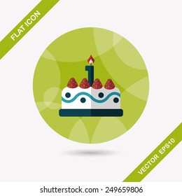birthday cake flat icon with long shadow,eps10