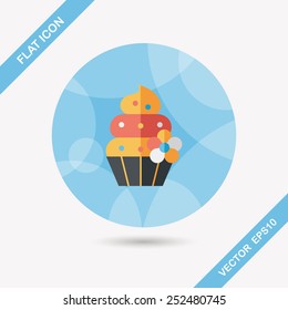 birthday cake flat icon with long shadow,eps10