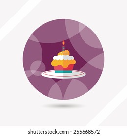 birthday cake flat icon with long shadow,eps10
