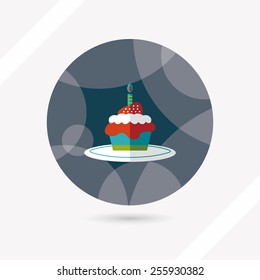 birthday cake flat icon with long shadow,eps10