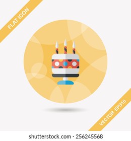 birthday cake flat icon with long shadow,eps10