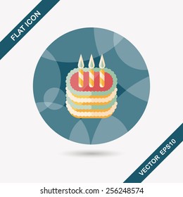 birthday cake flat icon with long shadow,eps10