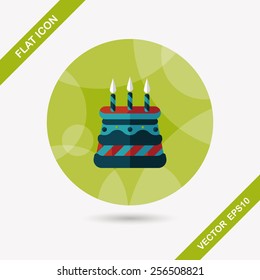 birthday cake flat icon with long shadow,eps10