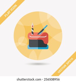 birthday cake flat icon with long shadow,eps10