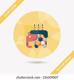 birthday cake flat icon with long shadow,eps10