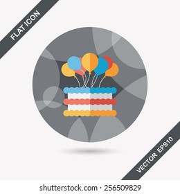 birthday cake flat icon with long shadow,eps10