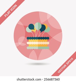 birthday cake flat icon with long shadow,eps10
